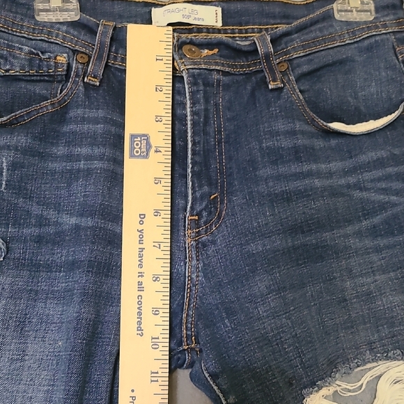 LEVI'S Women's Blue Distressed Straight Leg 505 Denim Jeans - Size 12M - Picture 14 of 16